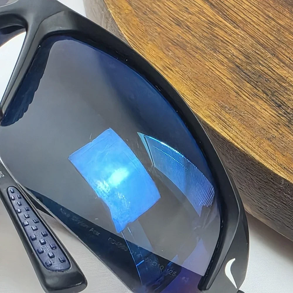 Nike Skylon Ace Sunglasses Mens 69-10-125 Black Blue Tinted Shield FQ4683-014